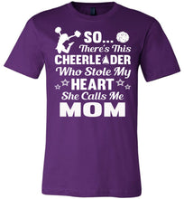 Load image into Gallery viewer, Cheerleader Who Stole My Heart She Calls Me Mom Cheer Mom Shirts purple