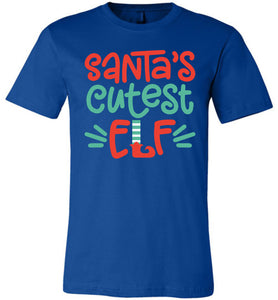 Santa's Cutest Elf Christmas Shirts adult blue