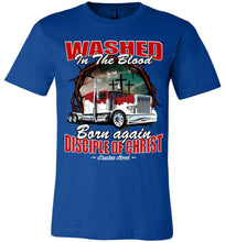 Load image into Gallery viewer, Washed In The Blood Christian Trucker Shirts canvas royal