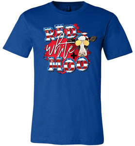 Red White & Moo USA Cow 4th of July Shirts royal