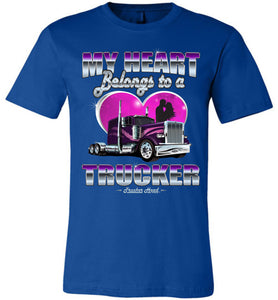 My Heart Belongs To A Trucker Wife Shirt front print true royal