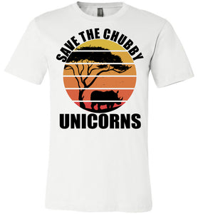Save The Chubby Unicorns Funny Rhino T Shirt white