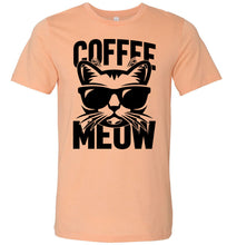 Load image into Gallery viewer, Coffee Meow Coffee Cat T Shirt sunset