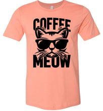 Load image into Gallery viewer, Coffee Meow Coffee Cat T Shirt peach