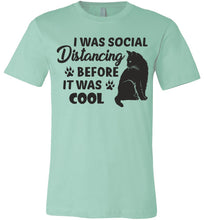 Load image into Gallery viewer, I Was Social Distancing Before It Was Cool Cat T Shirt mint