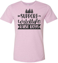 Load image into Gallery viewer, Support Wildlife Raise Boys Funny Dad Mom Quote Shirts purple