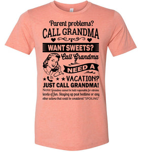Just Call Grandma T Shirts | Funny Grandma Shirts | Funny Grandma Gifts heather sunset