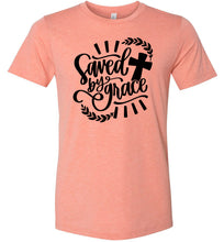 Load image into Gallery viewer, Saved By Grace Christian Quote Tee sunset