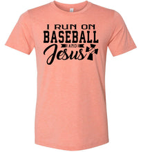 Load image into Gallery viewer, I Run On Baseball And Jesus 2 Christian Quote Tee sunset