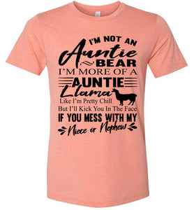 Auntie Llama Shirt | Auntie Bear Shirt | Funny Aunt Shirts heather sunset