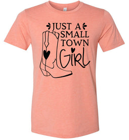 Just A Small Town Girl Country Cowgirl T Shirts heather prism sunset
