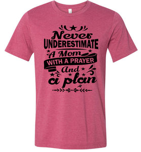 Mom With A Prayer And A Plan Praying Mom Shirt red