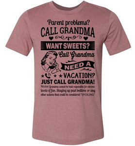 Just Call Grandma T Shirts | Funny Grandma Shirts | Funny Grandma Gifts heather meuve