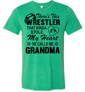 Wrestler Stole My Heart Grandma Wrestling Tshirt green