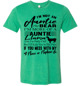Auntie Llama Shirt | Auntie Bear Shirt | Funny Aunt Shirts heathered kelly