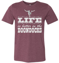 Load image into Gallery viewer, Life Is Better In The Boondocks Country T-shirt heather marron
