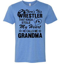 Load image into Gallery viewer, Wrestler Stole My Heart Grandma Wrestling Tshirt heather columbia blue