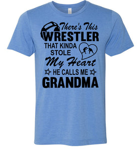Wrestler Stole My Heart Grandma Wrestling Tshirt heather columbia blue