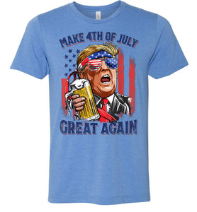 Make 4th of July Great Again Funny Donald Trump Shirts canvas blue