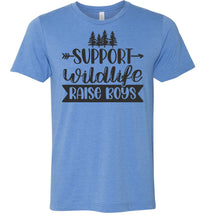 Load image into Gallery viewer, Support Wildlife Raise Boys Funny Dad Mom Quote Shirts blue