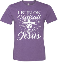Load image into Gallery viewer, I Run On Softball And Jesus Christian Softball Shirts heather team purple