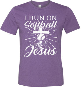 I Run On Softball And Jesus Christian Softball Shirts heather team purple