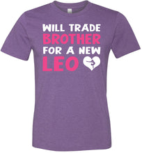 Load image into Gallery viewer, Will Trade Brother For New Leo Gymnastics T Shirt heather purple