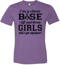 Load image into Gallery viewer, I Lift And Throw Girls Funny Cheer Base Shirts adult &amp; Youth purple