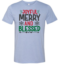 Load image into Gallery viewer, Joyful Merry And Blessed Christian Christmas Shirts blue