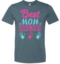 Load image into Gallery viewer, Best Mom Hands Down Mom T Shirt with names heather slate