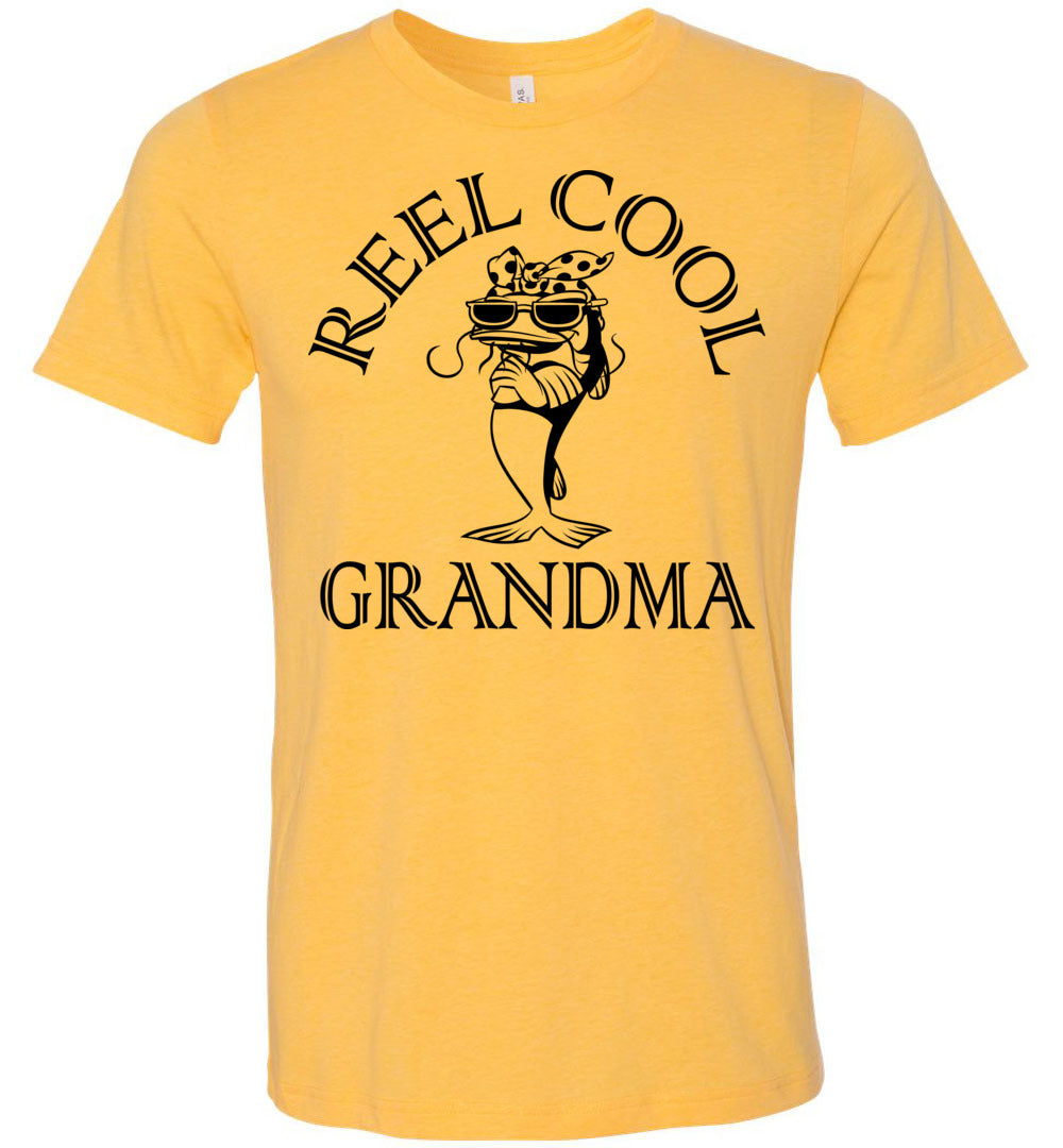 Reel Cool Grandma Funny Fishing Grandma T Shirt Heather Yellow Gold / XL