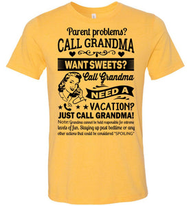 Just Call Grandma T Shirts | Funny Grandma Shirts | Funny Grandma Gifts yellow