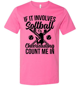 Softball Or Cheerleading Count Me In Softball Shirts pink