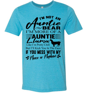 Auntie Llama Shirt | Auntie Bear Shirt | Funny Aunt Shirts heathered aqua 