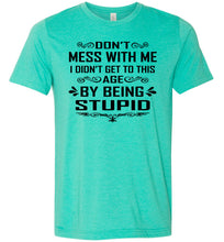 Load image into Gallery viewer, I Didn&#39;t Get To Be This Age By Being Stupid Funny T Shirts heather sea green