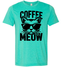 Load image into Gallery viewer, Coffee Meow Coffee Cat T Shirt green