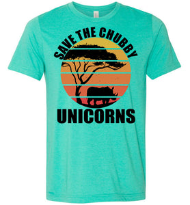 Save The Chubby Unicorns Funny Rhino T Shirt green
