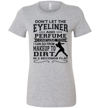 Load image into Gallery viewer, Makeup And Dirt Funny Softball Shirts crew athletic heather