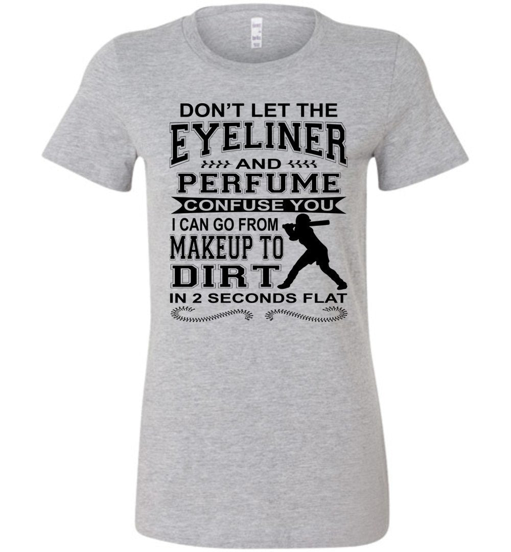 Makeup And Dirt Funny Softball Shirts crew athletic heather