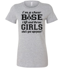 Load image into Gallery viewer, I Lift And Throw Girls Funny Cheer Base Shirts ladies grey