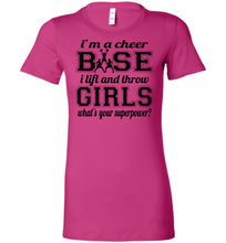 Load image into Gallery viewer, I Lift And Throw Girls Funny Cheer Base Shirts ladies berry