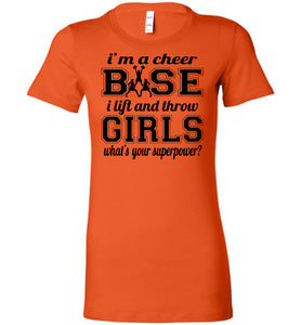 I Lift And Throw Girls Funny Cheer Base Shirts ladies orange