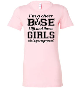 I Lift And Throw Girls Funny Cheer Base Shirts ladies pink