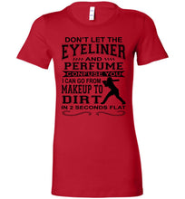 Load image into Gallery viewer, Makeup And Dirt Funny Softball Shirts crew red