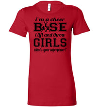 Load image into Gallery viewer, I Lift And Throw Girls Funny Cheer Base Shirts ladies red