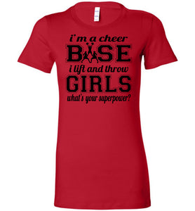I Lift And Throw Girls Funny Cheer Base Shirts ladies red