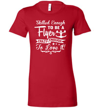 Load image into Gallery viewer, Crazy Enough To Love It! Cheer Flyer T Shirt ladies red