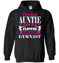 Load image into Gallery viewer, Proud Auntie Of A Flippin Awesome Gymnast Aunt Hoodie black