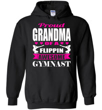 Load image into Gallery viewer, Proud Grandma Of A Flippin Awesome Gymnast Gymnastics Grandma Hoodie black