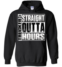 Load image into Gallery viewer, Straight Outta Hours Funny Trucker Hoodie black